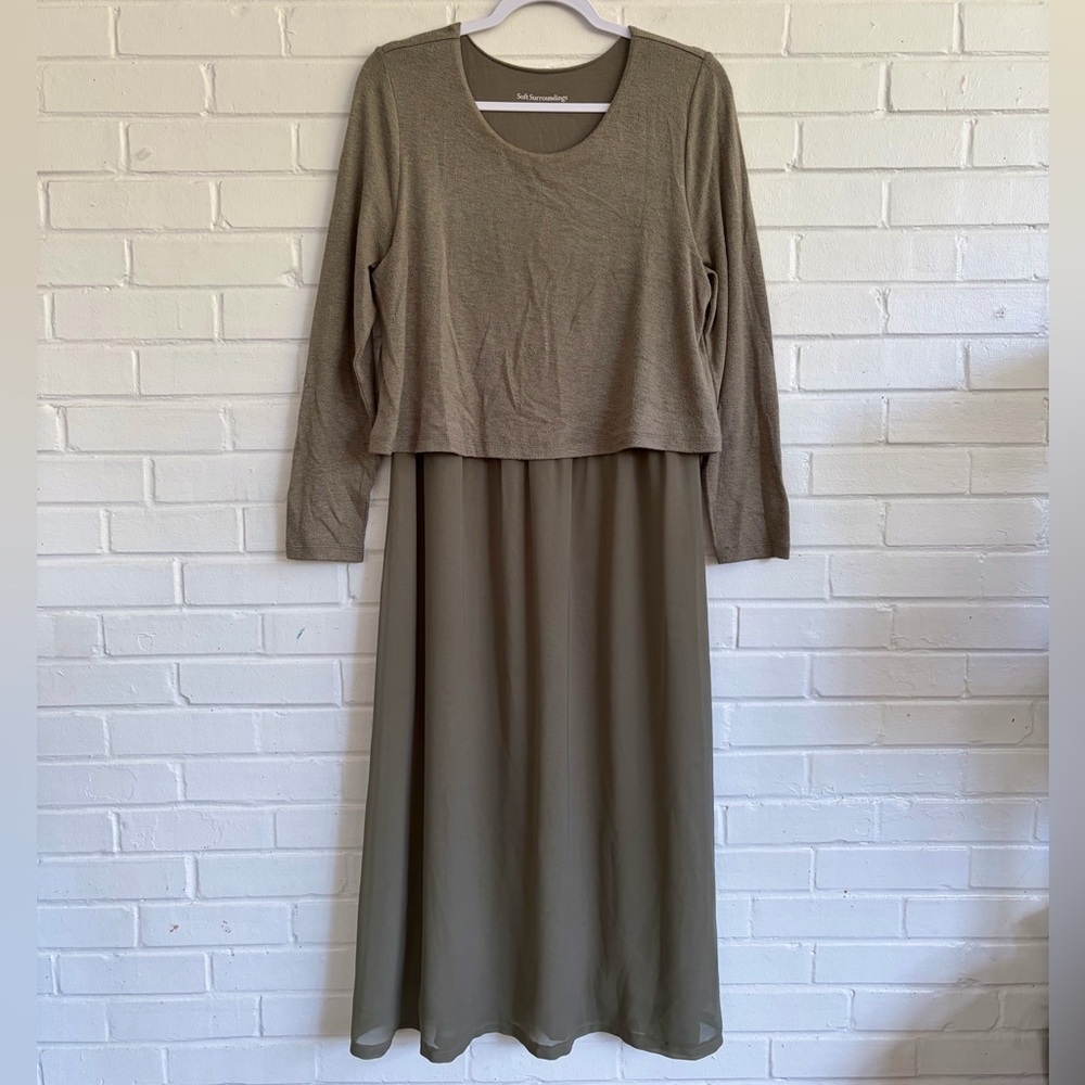 Soft Surroundings ‘Cassie’ Dress in Olive, SZ M EUC! - Picture 3 of 10